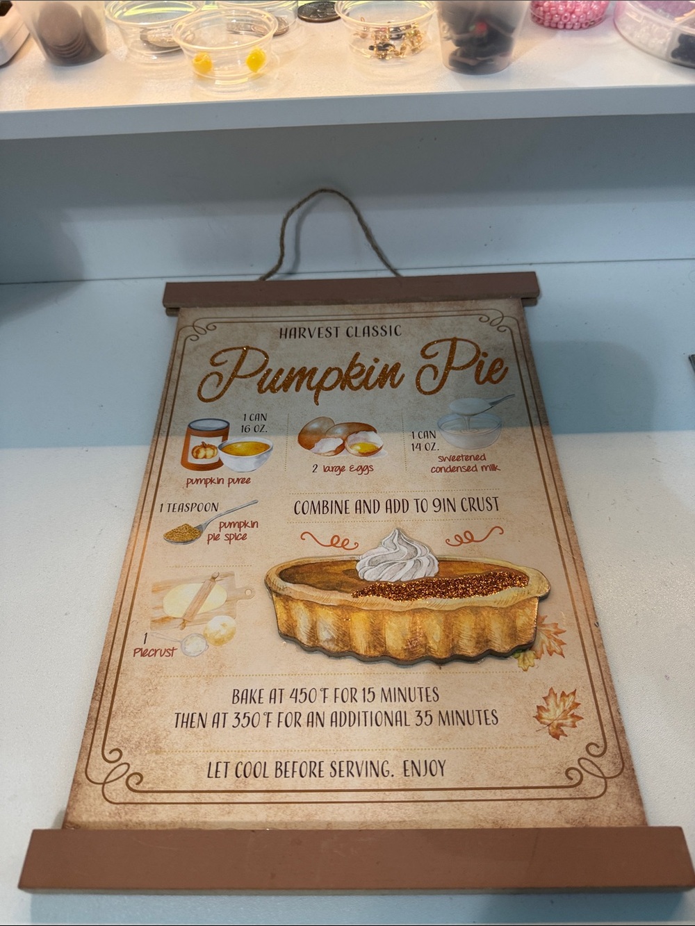Pumpkin Pie Recipe Wall Hanging - Harvest Classic